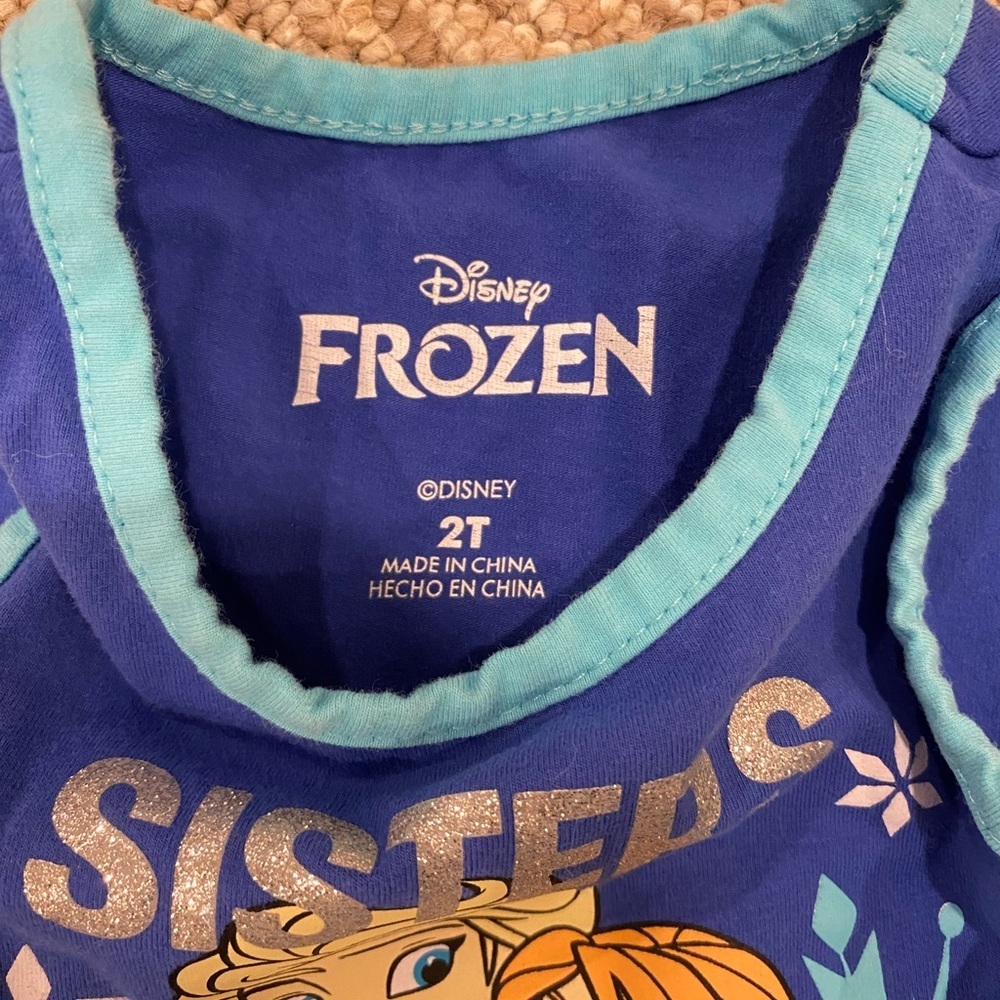 Disney Frozen Toddler Girls Blue Sleeveless Dress Size 2T Sisters Rule - Picture 5 of 6